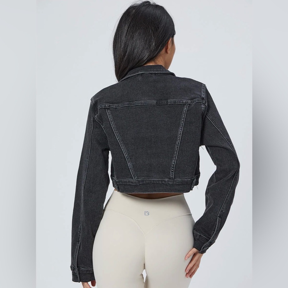 BuffBunny Desire Denim Cropped Jacket - Washed Black NWT - Large - Picture 2 of 6